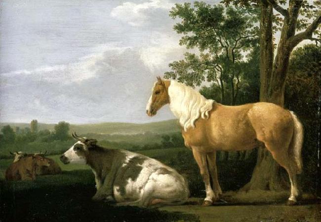 CALRAET, Abraham van A Horse and Cows in a Landscape oil painting picture